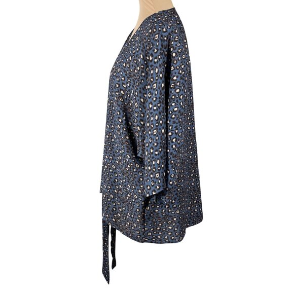 West Kei Kimono Cardigan Blue Animal Print Short Size XL Extra Large - Picture 2 of 7